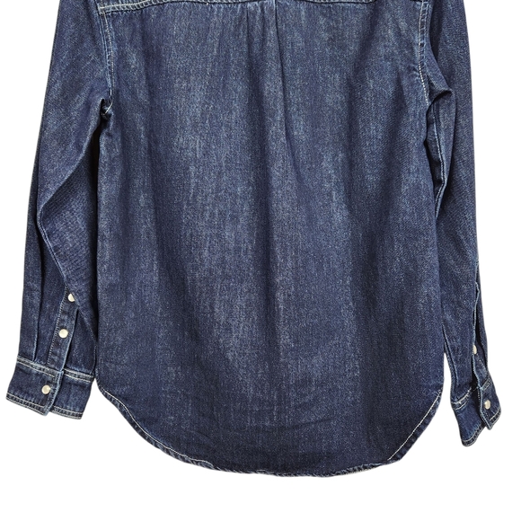 Blank NYC Shot Caller NWT Pearl Snap Dark Wash LS Denim Shirt Womens Size S - Picture 7 of 15